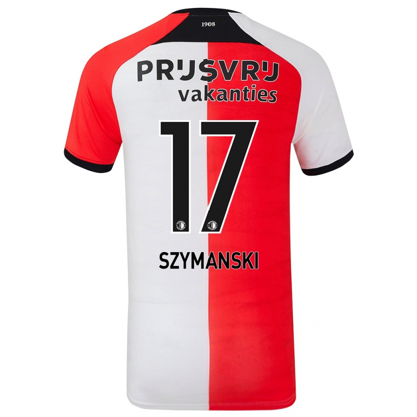 Kandiny Gyermek Sebastian Szymanski #17 Piros Fehér Hazai Jersey 2024/25 Mez Póló Ing