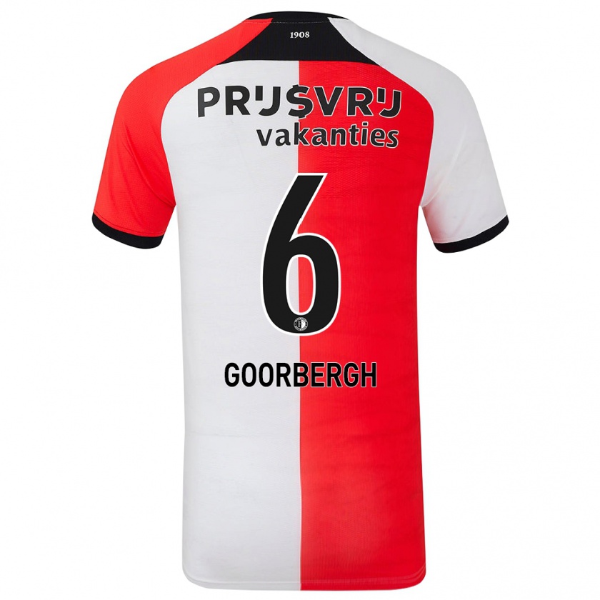 Kandiny Gyermek Cheyenne Van Den Goorbergh #6 Piros Fehér Hazai Jersey 2024/25 Mez Póló Ing