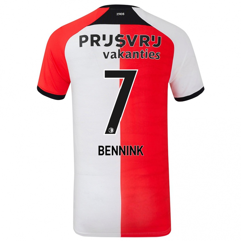 Kandiny Gyermek Maxime Bennink #7 Piros Fehér Hazai Jersey 2024/25 Mez Póló Ing