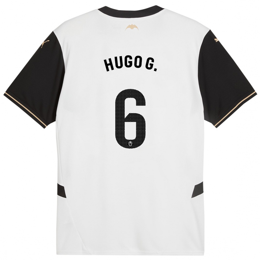 Kandiny Gyermek Hugo Guillamón #6 Fehér Fekete Hazai Jersey 2024/25 Mez Póló Ing