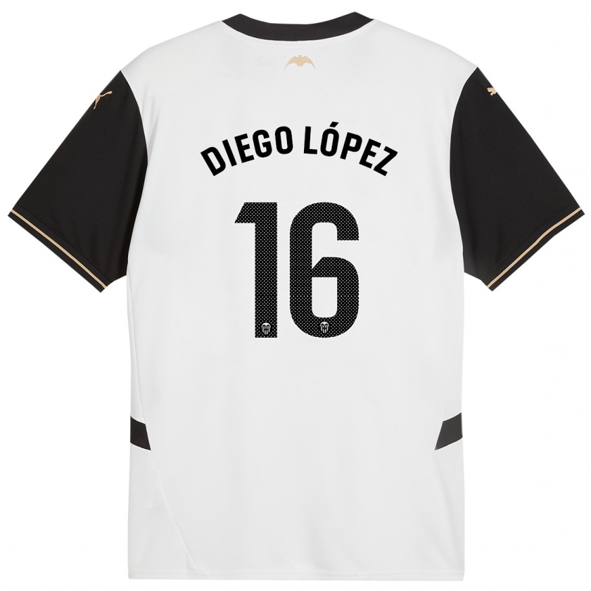 Kandiny Gyermek Diego López #16 Fehér Fekete Hazai Jersey 2024/25 Mez Póló Ing