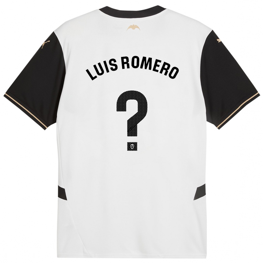 Kandiny Gyermek Luis Romero #0 Fehér Fekete Hazai Jersey 2024/25 Mez Póló Ing