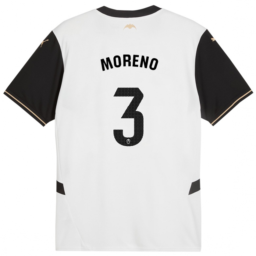 Kandiny Gyermek Diego Moreno #3 Fehér Fekete Hazai Jersey 2024/25 Mez Póló Ing