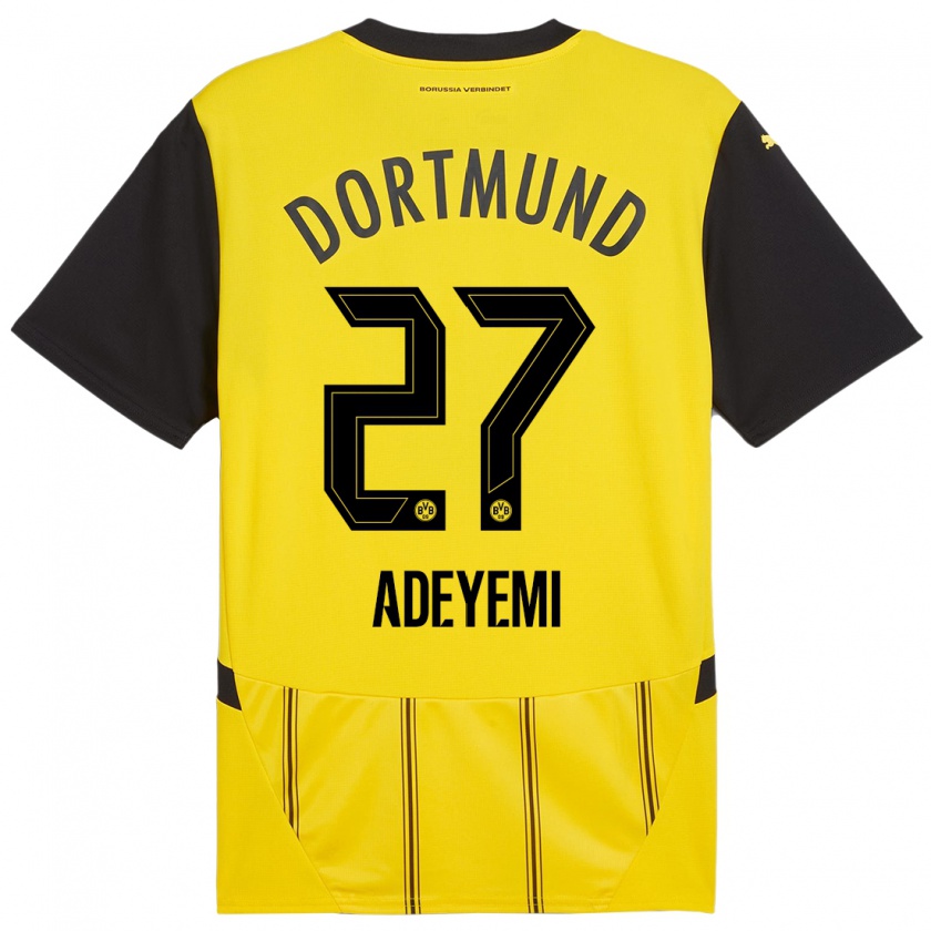 Kandiny Gyermek Karim Adeyemi #27 Sárga Fekete Hazai Jersey 2024/25 Mez Póló Ing