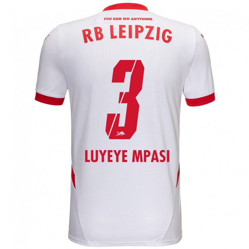 Kandiny Gyermek Seal Luyeye Mpasi #3 Fehér Piros Hazai Jersey 2024/25 Mez Póló Ing