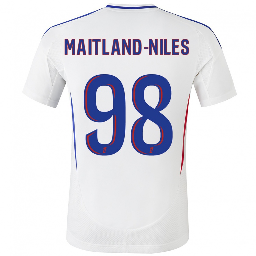 Kandiny Gyermek Ainsley Maitland-Niles #98 Fehér Kék Hazai Jersey 2024/25 Mez Póló Ing