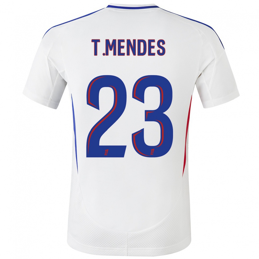 Kandiny Gyermek Thiago Mendes #23 Fehér Kék Hazai Jersey 2024/25 Mez Póló Ing