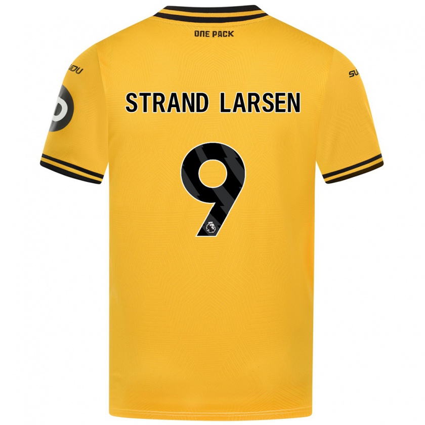 Kandiny Gyermek Jørgen Strand Larsen #9 Sárga Hazai Jersey 2024/25 Mez Póló Ing