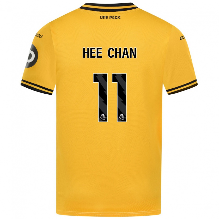 Kandiny Gyermek Hee-Chan Hwang #11 Sárga Hazai Jersey 2024/25 Mez Póló Ing