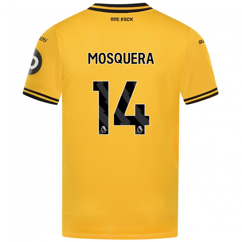 Kandiny Gyermek Yerson Mosquera #14 Sárga Hazai Jersey 2024/25 Mez Póló Ing