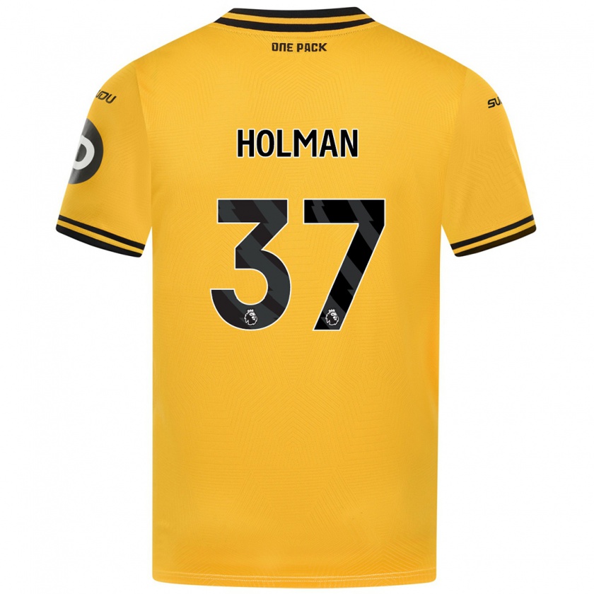 Kandiny Gyermek Fletcher Holman #37 Sárga Hazai Jersey 2024/25 Mez Póló Ing