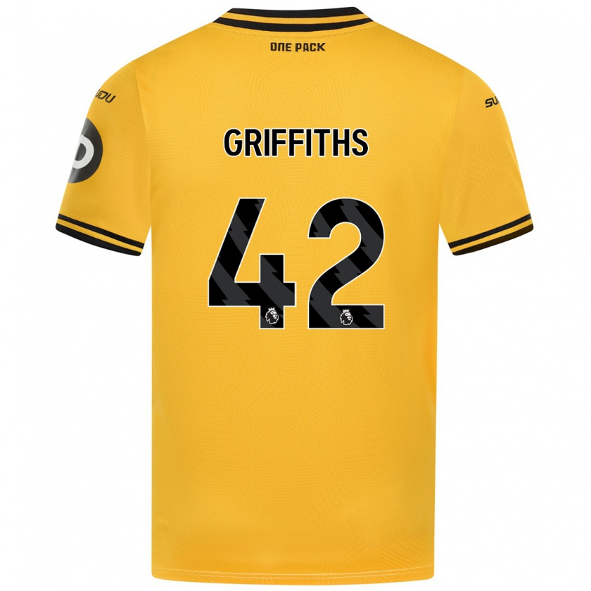 Kandiny Gyermek Harvey Griffiths #42 Sárga Hazai Jersey 2024/25 Mez Póló Ing