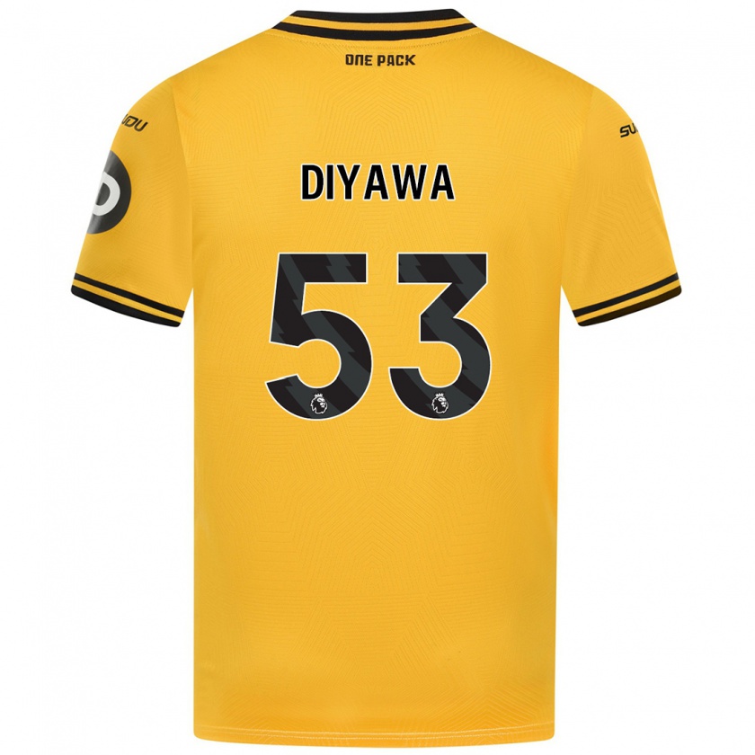 Kandiny Gyermek Aaron Keto-Diyawa #53 Sárga Hazai Jersey 2024/25 Mez Póló Ing