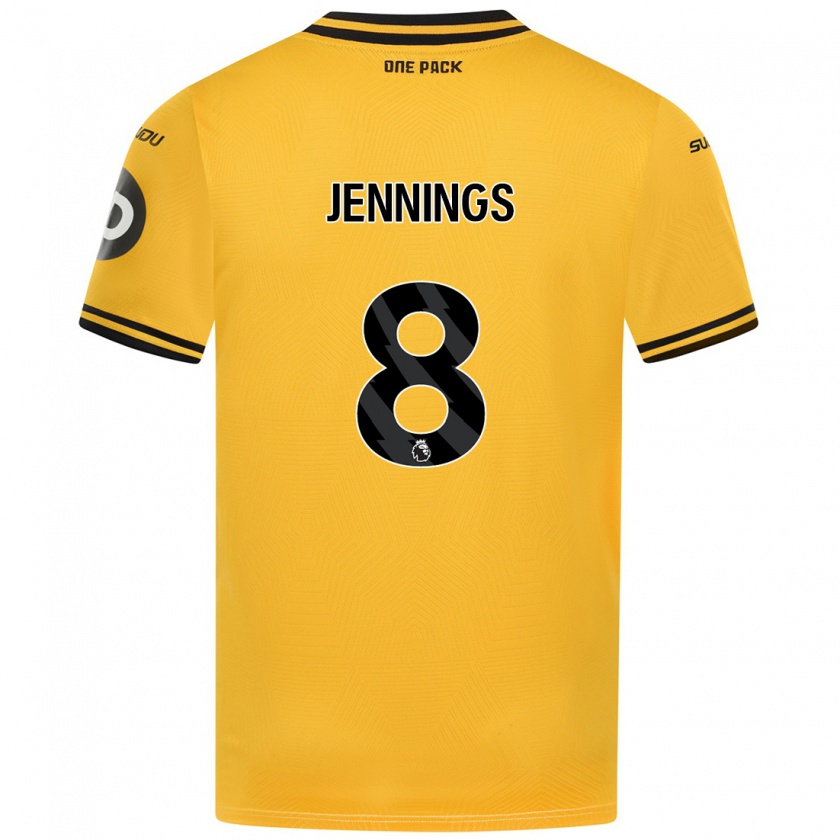 Kandiny Gyermek Shannie Jennings #8 Sárga Hazai Jersey 2024/25 Mez Póló Ing