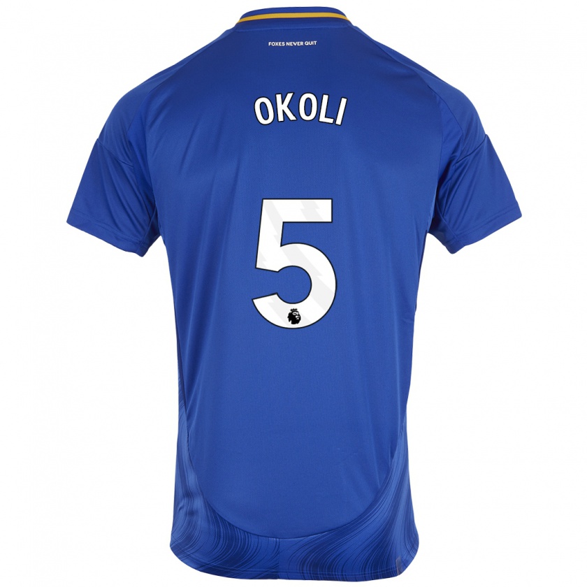 Kandiny Gyermek Caleb Okoli #5 Kék Fehér Hazai Jersey 2024/25 Mez Póló Ing