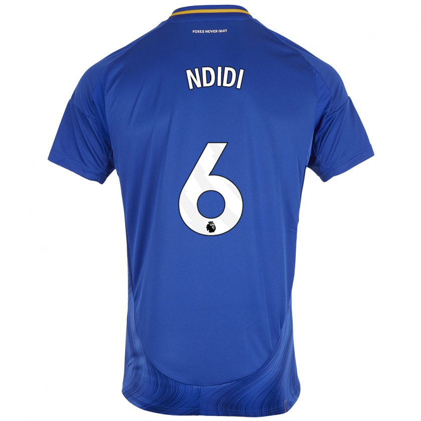 Kandiny Gyermek Wilfred Ndidi #6 Kék Fehér Hazai Jersey 2024/25 Mez Póló Ing