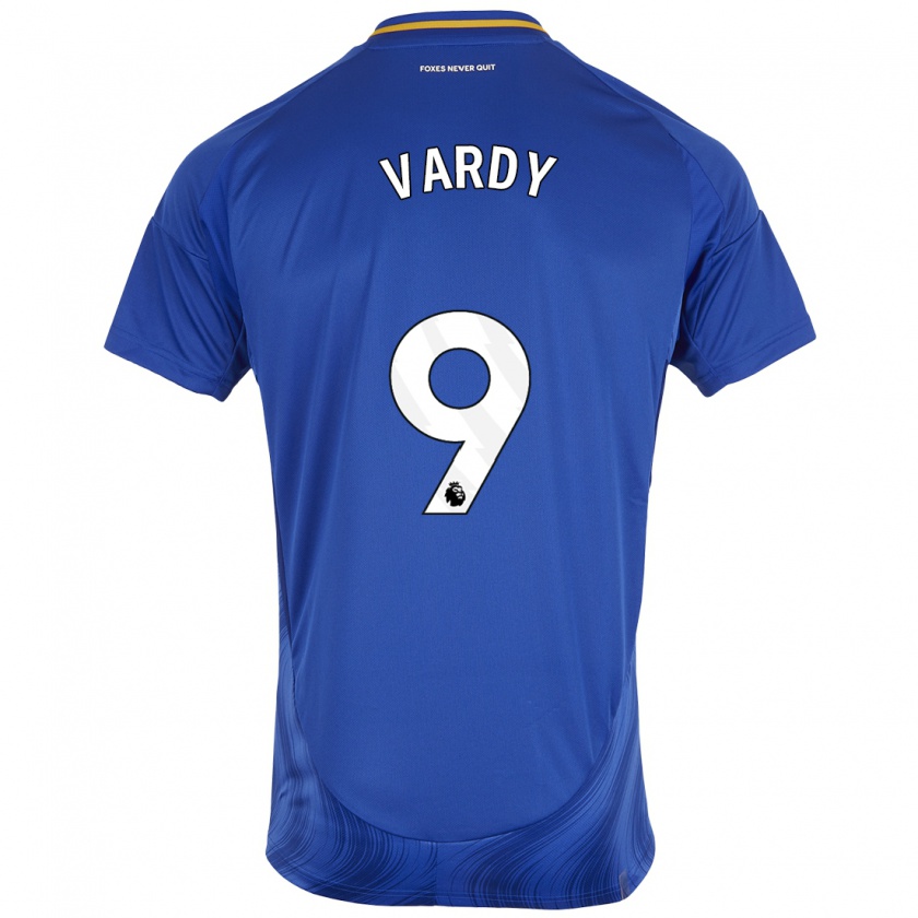 Kandiny Gyermek Jamie Vardy #9 Kék Fehér Hazai Jersey 2024/25 Mez Póló Ing