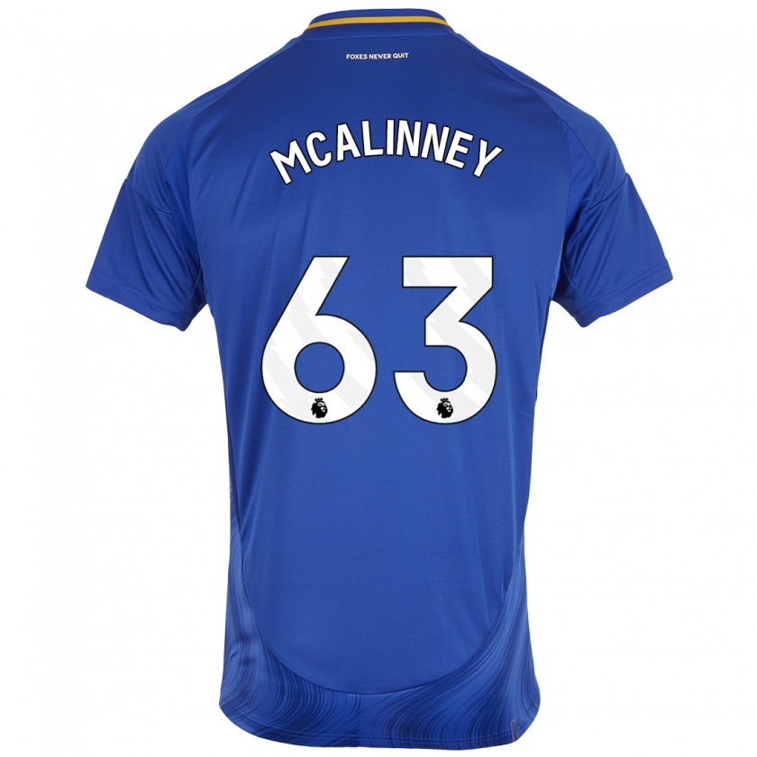 Kandiny Gyermek Liam Mcalinney #63 Kék Fehér Hazai Jersey 2024/25 Mez Póló Ing