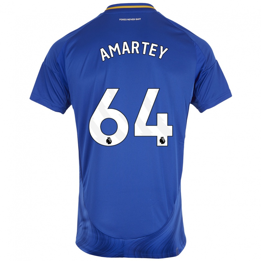 Kandiny Gyermek Bobby Amartey #64 Kék Fehér Hazai Jersey 2024/25 Mez Póló Ing