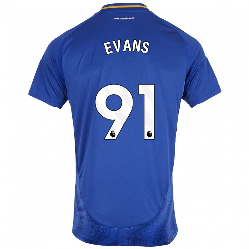 Kandiny Gyermek Jake Evans #91 Kék Fehér Hazai Jersey 2024/25 Mez Póló Ing