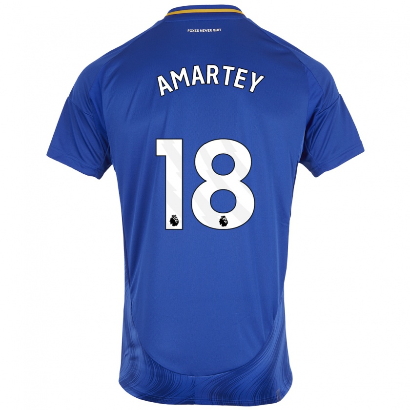 Kandiny Gyermek Daniel Amartey #18 Kék Fehér Hazai Jersey 2024/25 Mez Póló Ing