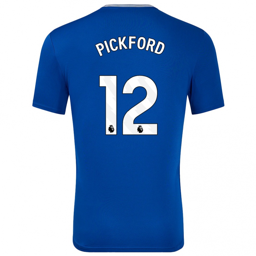 Kandiny Gyermek Jordan Pickford #12 Kék -Val Hazai Jersey 2024/25 Mez Póló Ing