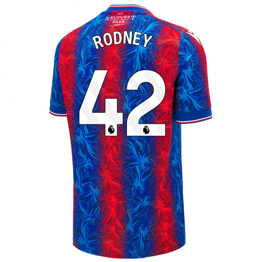 Kandiny Gyermek Kaden Rodney #42 Piros Kék Csíkok Hazai Jersey 2024/25 Mez Póló Ing