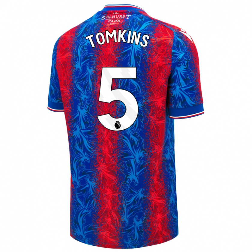 Kandiny Gyermek James Tomkins #5 Piros Kék Csíkok Hazai Jersey 2024/25 Mez Póló Ing