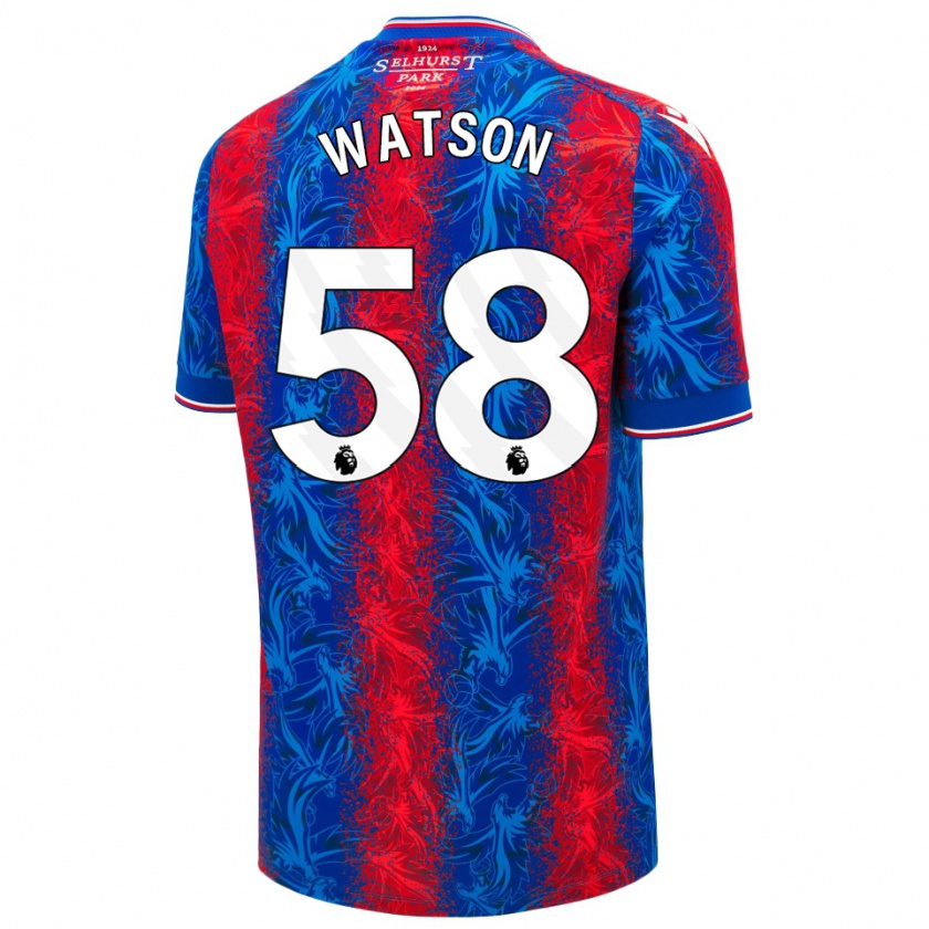 Kandiny Gyermek Noah Watson #58 Piros Kék Csíkok Hazai Jersey 2024/25 Mez Póló Ing