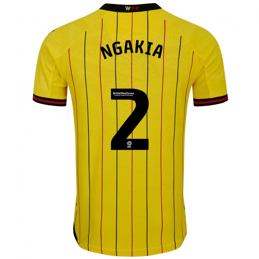 Kandiny Gyermek Jeremy Ngakia #2 Sárga Fekete Hazai Jersey 2024/25 Mez Póló Ing