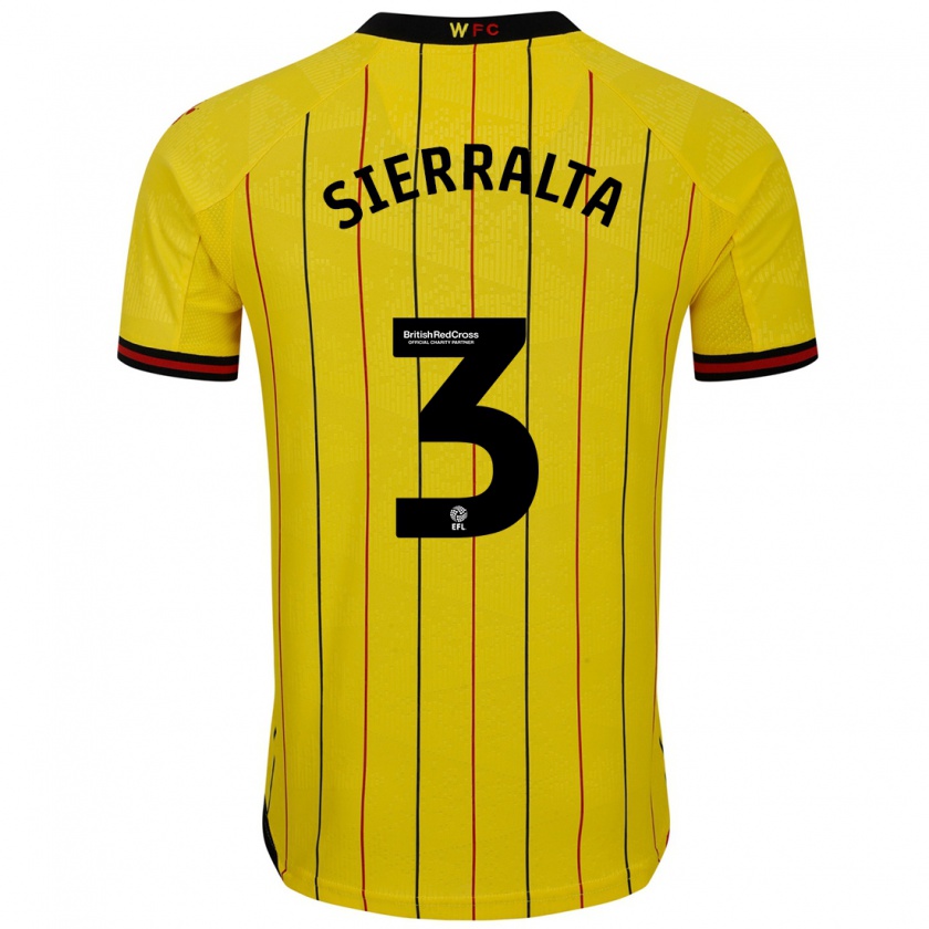 Kandiny Gyermek Francisco Sierralta #3 Sárga Fekete Hazai Jersey 2024/25 Mez Póló Ing