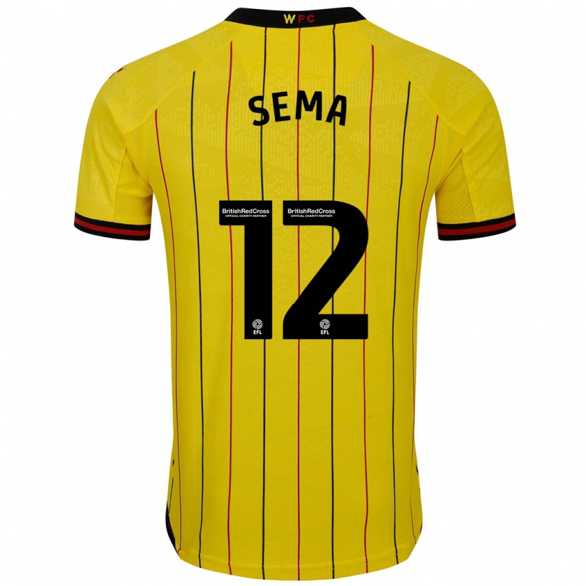 Kandiny Gyermek Ken Sema #12 Sárga Fekete Hazai Jersey 2024/25 Mez Póló Ing