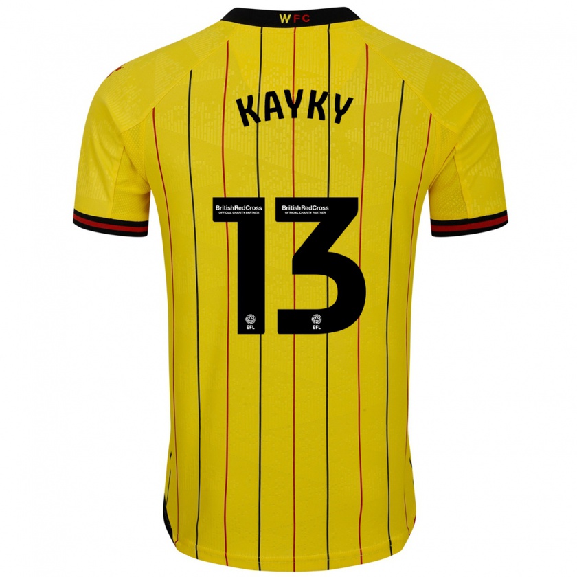 Kandiny Gyermek Kayky Almeida #13 Sárga Fekete Hazai Jersey 2024/25 Mez Póló Ing