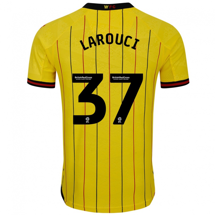 Kandiny Gyermek Yasser Larouci #37 Sárga Fekete Hazai Jersey 2024/25 Mez Póló Ing