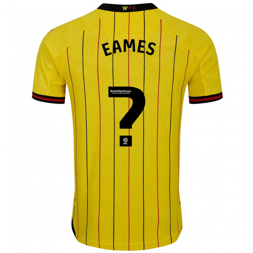 Kandiny Gyermek Albert Eames #0 Sárga Fekete Hazai Jersey 2024/25 Mez Póló Ing