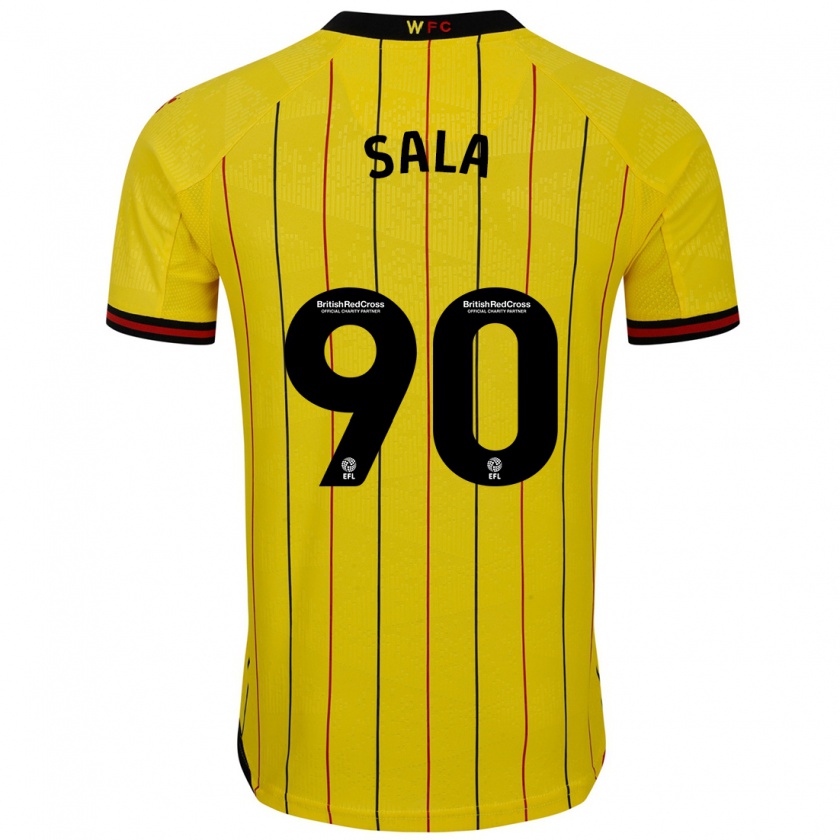 Kandiny Gyermek Joel Sala #90 Sárga Fekete Hazai Jersey 2024/25 Mez Póló Ing