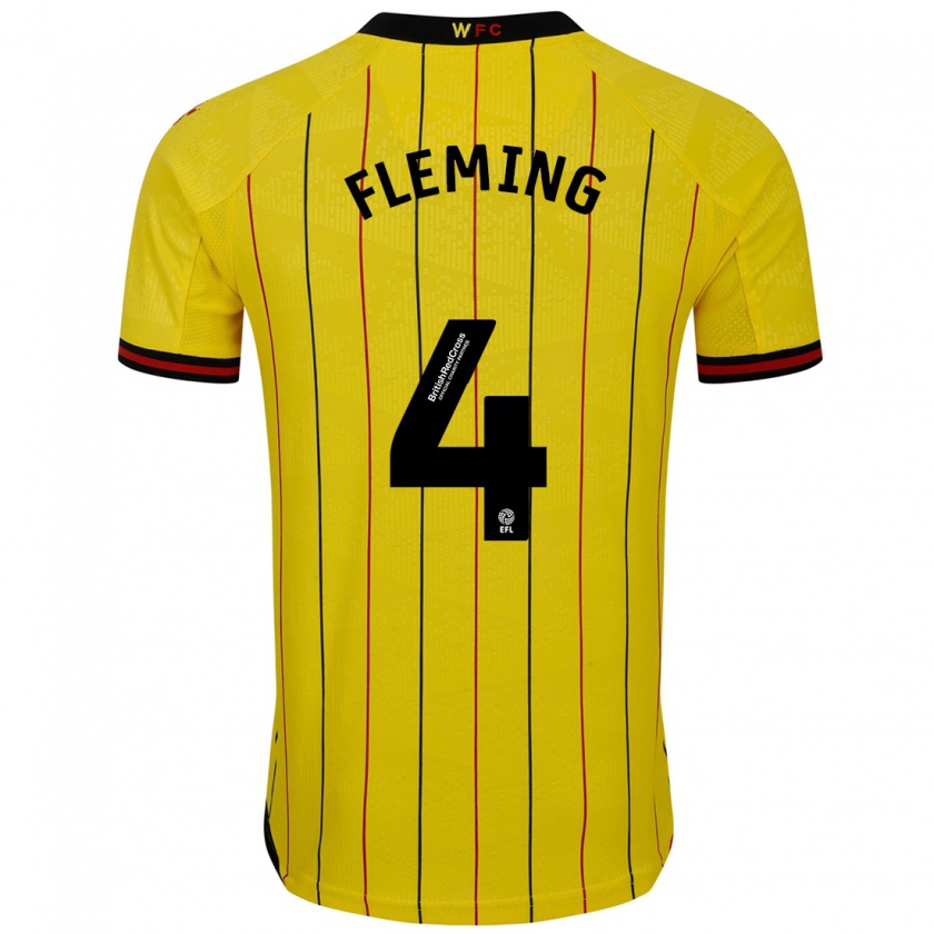 Kandiny Gyermek Charlotte Fleming #4 Sárga Fekete Hazai Jersey 2024/25 Mez Póló Ing