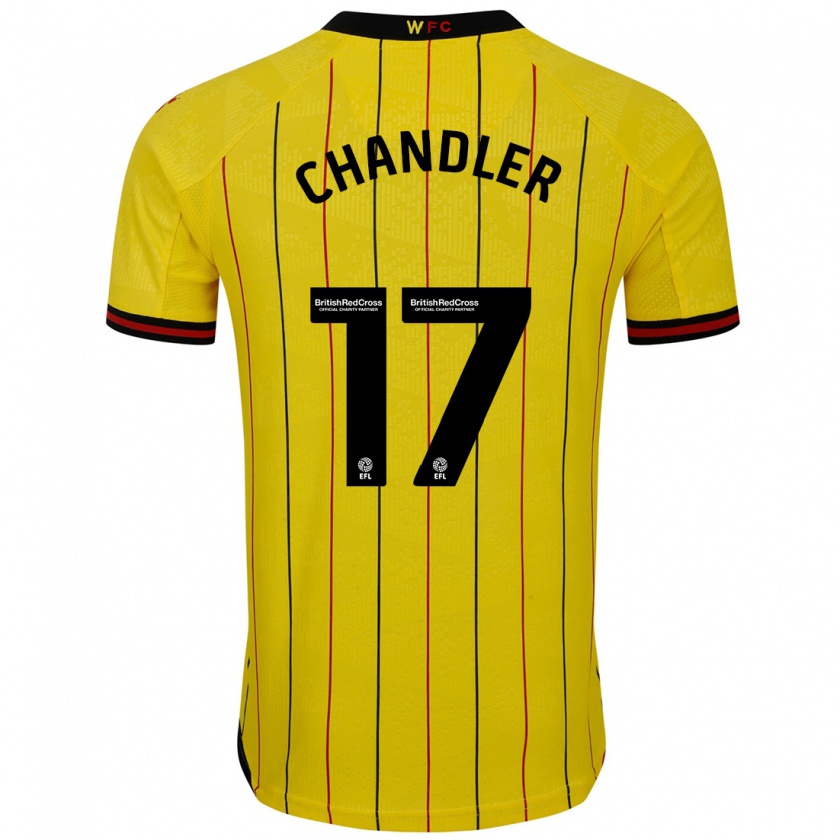 Kandiny Gyermek Megan Chandler #17 Sárga Fekete Hazai Jersey 2024/25 Mez Póló Ing