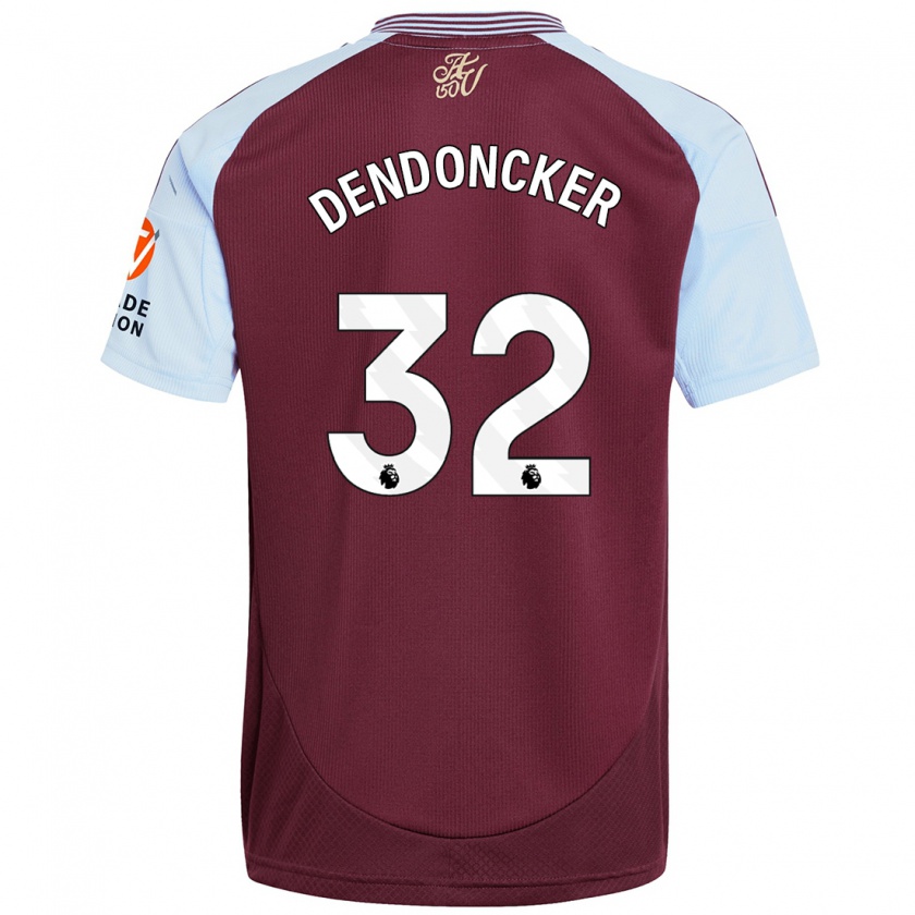 Kandiny Gyermek Leander Dendoncker #32 Bordó Égszínkék Hazai Jersey 2024/25 Mez Póló Ing