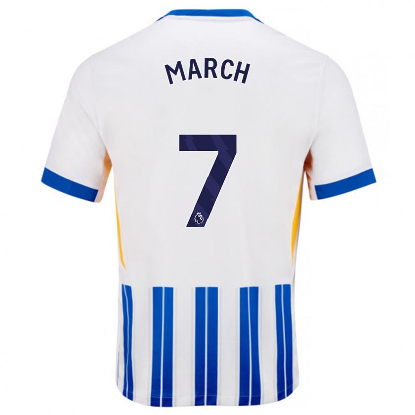 Kandiny Gyermek Solly March #7 Fehér Kék Csíkos Hazai Jersey 2024/25 Mez Póló Ing