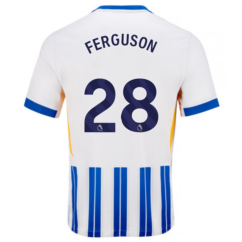 Kandiny Gyermek Evan Ferguson #28 Fehér Kék Csíkos Hazai Jersey 2024/25 Mez Póló Ing