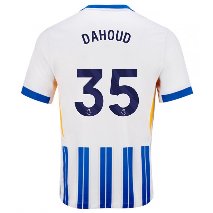 Kandiny Gyermek Mahmoud Dahoud #35 Fehér Kék Csíkos Hazai Jersey 2024/25 Mez Póló Ing