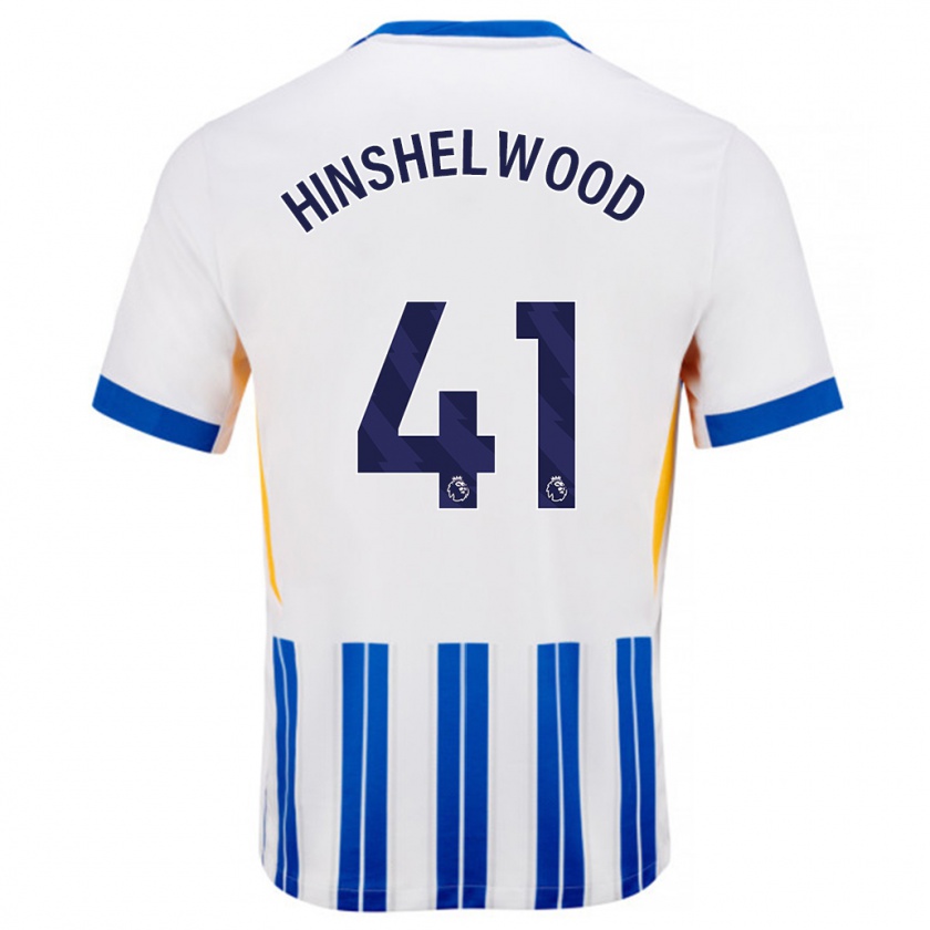 Kandiny Gyermek Jack Hinshelwood #41 Fehér Kék Csíkos Hazai Jersey 2024/25 Mez Póló Ing