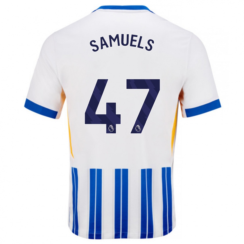 Kandiny Gyermek Imari Samuels #47 Fehér Kék Csíkos Hazai Jersey 2024/25 Mez Póló Ing