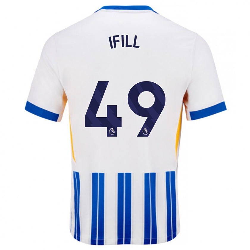 Kandiny Gyermek Marcus Ifill #49 Fehér Kék Csíkos Hazai Jersey 2024/25 Mez Póló Ing