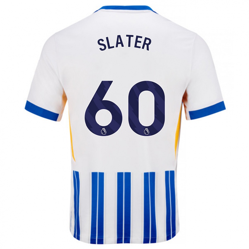 Kandiny Gyermek Jacob Slater #60 Fehér Kék Csíkos Hazai Jersey 2024/25 Mez Póló Ing