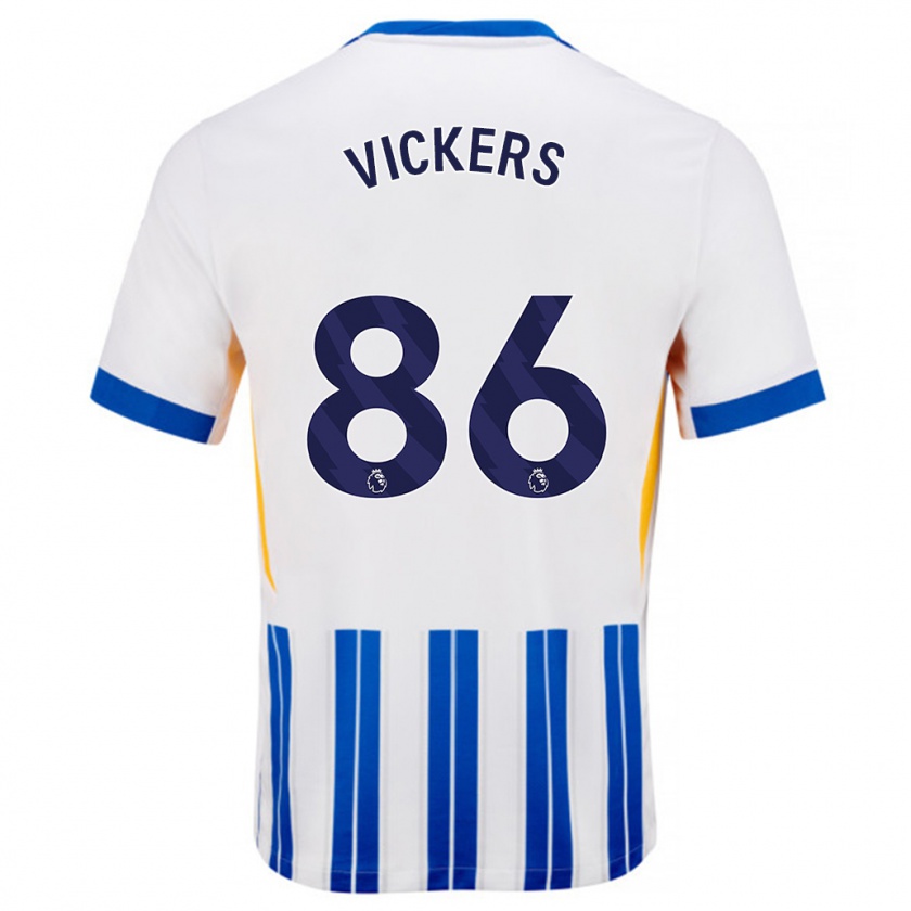 Kandiny Gyermek Jacob Vickers #86 Fehér Kék Csíkos Hazai Jersey 2024/25 Mez Póló Ing