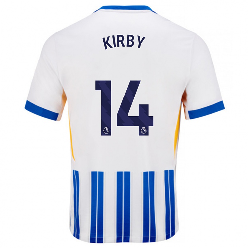 Kandiny Gyermek Fran Kirby #14 Fehér Kék Csíkos Hazai Jersey 2024/25 Mez Póló Ing