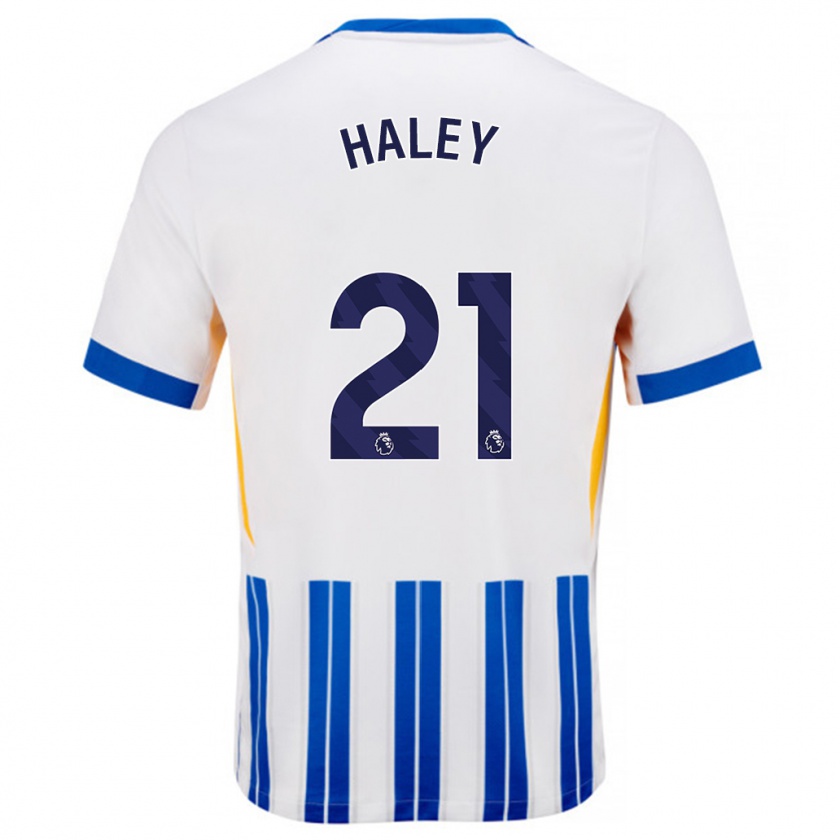 Kandiny Gyermek Madison Haley #21 Fehér Kék Csíkos Hazai Jersey 2024/25 Mez Póló Ing