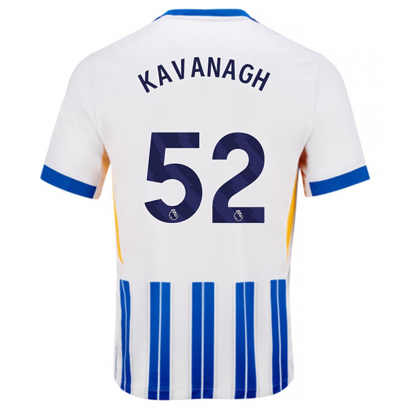 Kandiny Gyermek Leigh Kavanagh #52 Fehér Kék Csíkos Hazai Jersey 2024/25 Mez Póló Ing